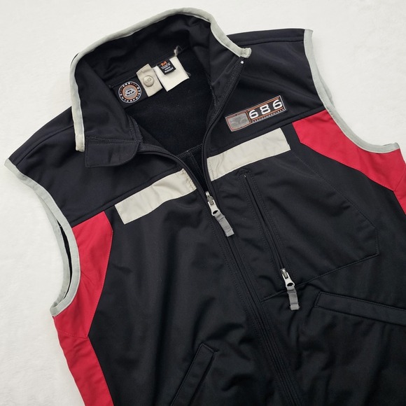 686 Other - 686 Mens Medium Snowboarding Velvet Lined Vest Black Red Full Zip